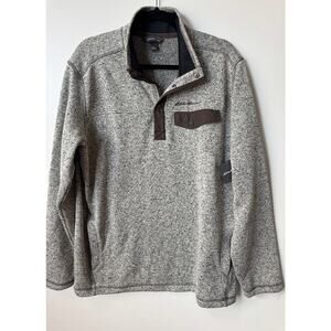 Eddie Bauer‎ Grey Convector Snap Pullover Men's Long Sleeve Fleece NWT (L)